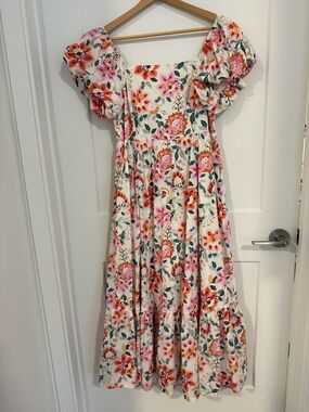 Shop Stevie White Floral Midi Dress